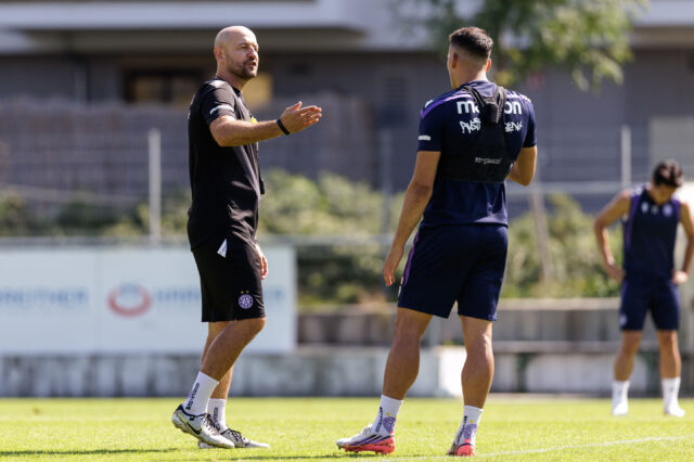 Stephan Helm und Manfred Fischer am Trainingsplatz
